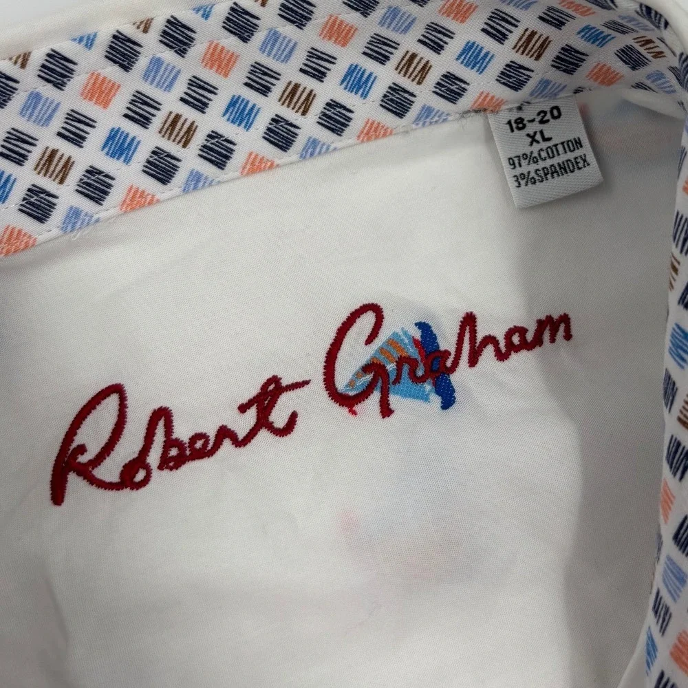 Robert Graham Boy's XL 18-20 Sailboat Button Down White Nautical Shirt